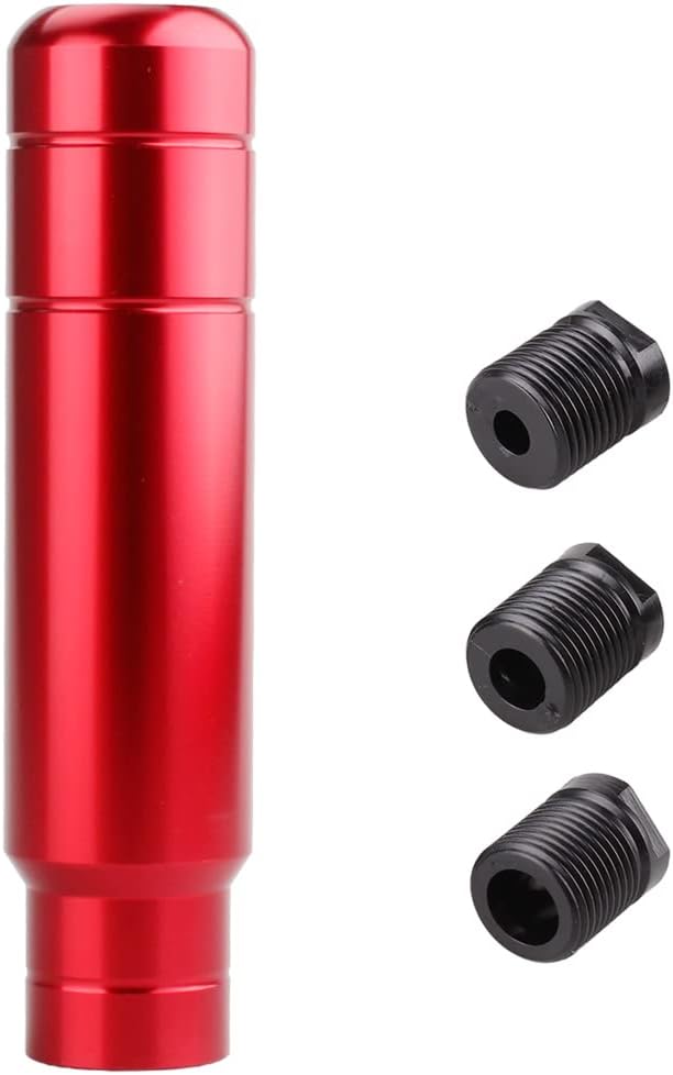 BARTOO Aluminum Alloy Heavy Weighted Shifter Knob, 5" Auto Gear Shift Knob, Car Gear Lever Stick Shifter Handle,with 3 Threaded Adapters M8 M10 M12,Fit Most Automatic Manual Vehicle(Red)