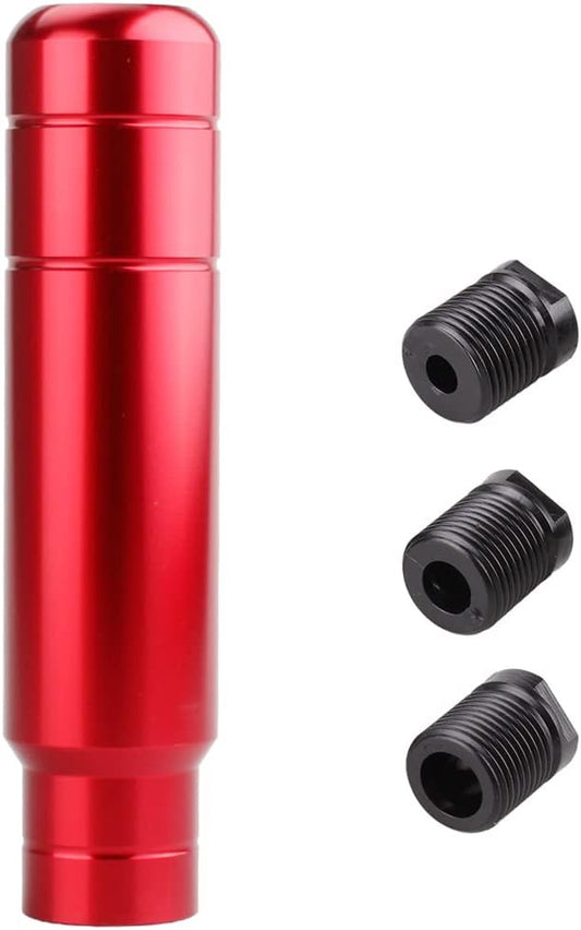 BARTOO Aluminum Alloy Heavy Weighted Shifter Knob, 5" Auto Gear Shift Knob, Car Gear Lever Stick Shifter Handle,with 3 Threaded Adapters M8 M10 M12,Fit Most Automatic Manual Vehicle(Red)