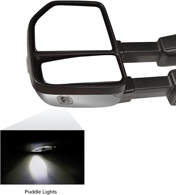 Towing Mirrors compatible for 1999-2016 Ford F250 F350 F450 F550 Super Duty Truck Side Mirrors with Turn Signal Light Power Heated Manual telescoping folding Chrome cap Pair