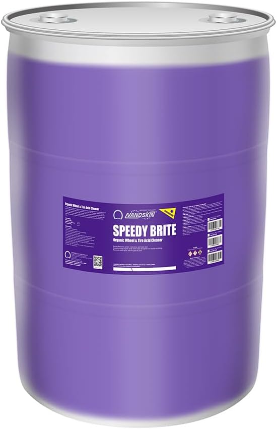 Nanoskin SPEEDY BRITE Pro Grade Wheel & Tire Acid Cleaner, 55 gallons - Chrome & Coated Wheel Safe, Cleaning with Organic Acid | Removes Brake Dust & Road Grime for Auto Detailing, Body Shop Safe