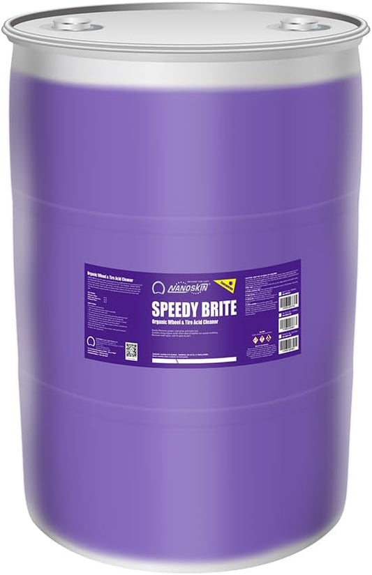 Nanoskin SPEEDY BRITE Pro Grade Wheel & Tire Acid Cleaner, 55 gallons - Chrome & Coated Wheel Safe, Cleaning with Organic Acid | Removes Brake Dust & Road Grime for Auto Detailing, Body Shop Safe