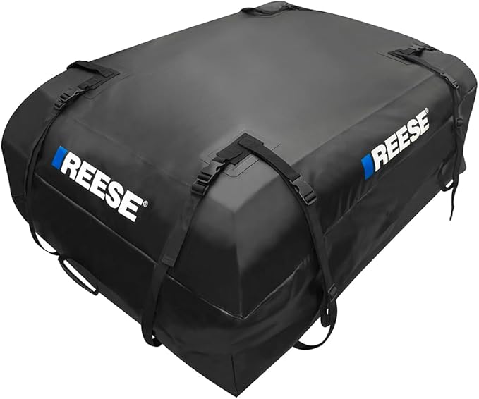 REESE 59007 Waterproof Rooftop Cargo Carrier Bag for Cars, SUVs or Trucks with/Without Roof Racks, 22 Cubic Feet, Heavy Duty 840D Abrasion-Resistant PVC Fabric with Anti-Slip Mat