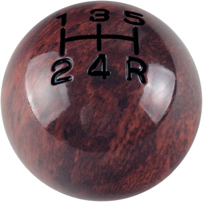 DEWHEL Aluminum Classic Weighted Wooden Type R Manual 5 Speed Gear Shift Knob w/Black Engraved Inlay with Universal Threads M8x1.25 M10x1.25 M10x1.5 M12x1.25