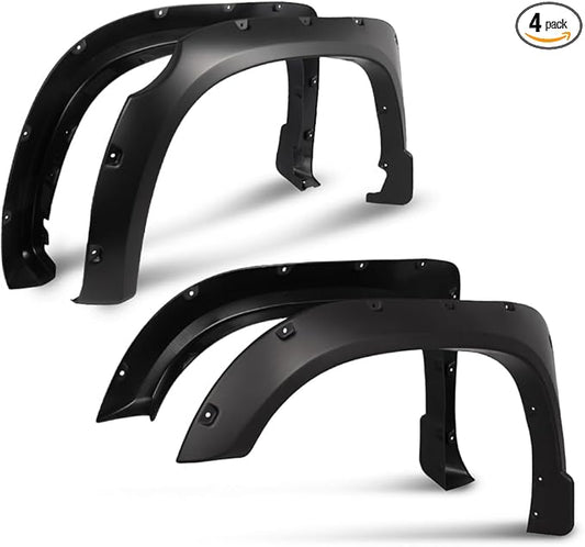 DOTCOM Fender Flares,Compatible with 2014-2021 Toyota Tundra,Wheel Arch Cover Trim Fender Splash Shield,Black Paintable Matte Pocket Smooth Riveted Style 4PCS