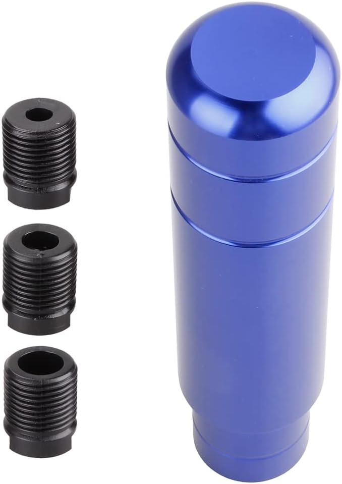 BARTOO Aluminum Alloy Heavy Weighted Shifter Knob, 5" Auto Gear Shift Knob, Car Gear Lever Stick Shifter Handle,with 3 Threaded Adapters M8 M10 M12,Fit Most Automatic Manual Vehicle (Blue)