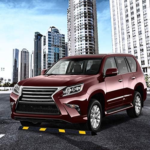 ZONETECH Large Heavy Duty Rubber Parking Curb – 72” Premium Quality Auto Garage Wheel Stopper Professional Grade w/Yellow Reflective Tape for Car, Truck, Trailer and RV (12-Pack)