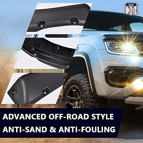 PIT66 Fender Flares, Compatible with Ford F250 F350 Super Duty 2011-2016(NOT for Dually Models), Rugged Textured Black Pocket Riveted Style Wheel Flares 4 PCS