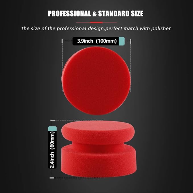 SPTA Tire Shine Applicator, 6Pcs Foam Applicator Pads, Round Shape Side Pressing Hand Polishing Sponge Pads Kit Tire Shine Applicator Pad Tire Dressing Applicator Pad for Applying Tire Shine