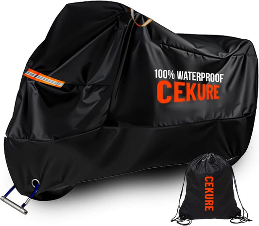 Your Ride! Heavy Duty Motorcycle Cover Waterproof Outdoor 210 Oxford Fabric with Heat Sealed Seams Ultra Waterproof Fits up to 105" All Weather Scooter Cover for Sport Bike with Carry Bag
