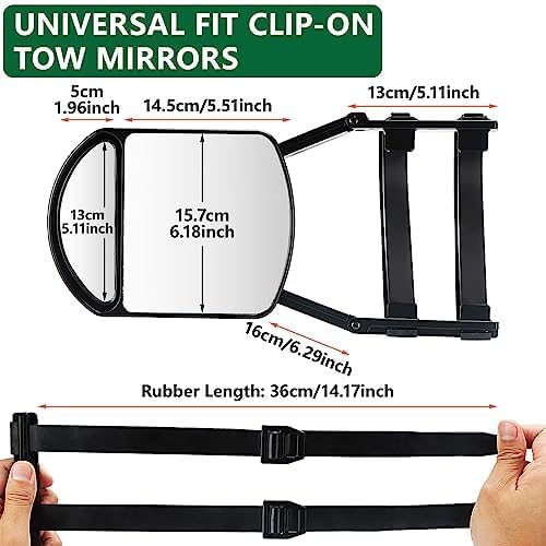 Towing Mirrors, Mirror Extensions For Towing, 360 Degree Rotation Clip-on Dual View Tow Mirrors for Vehicle Car Truck Trailer, 2pcs
