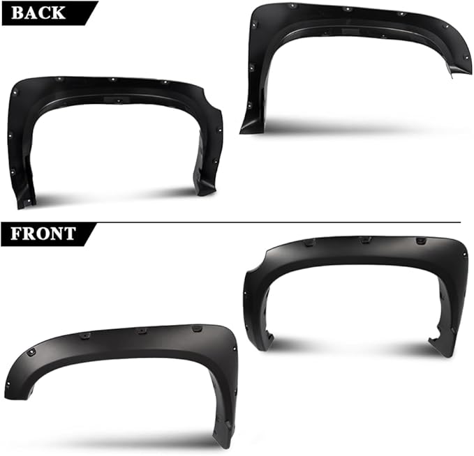 DOTCOM Fender Flares,Compatible with 2014-2021 Toyota Tundra,Wheel Arch Cover Trim Fender Splash Shield,Black Paintable Matte Pocket Smooth Riveted Style 4PCS