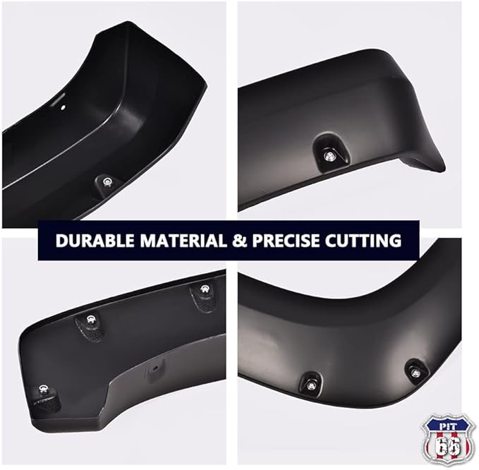 PIT66 Fender Flares, Compatible With Chevy Silverado 1500 07-13/Silverado 07-14 2500 HD 3500 HD (Fit for 6.5/8 ft, NOT for 5.8ft,Not Fit GMC Sierra) Paintable Smooth Matte Black Pocket Riveted Style