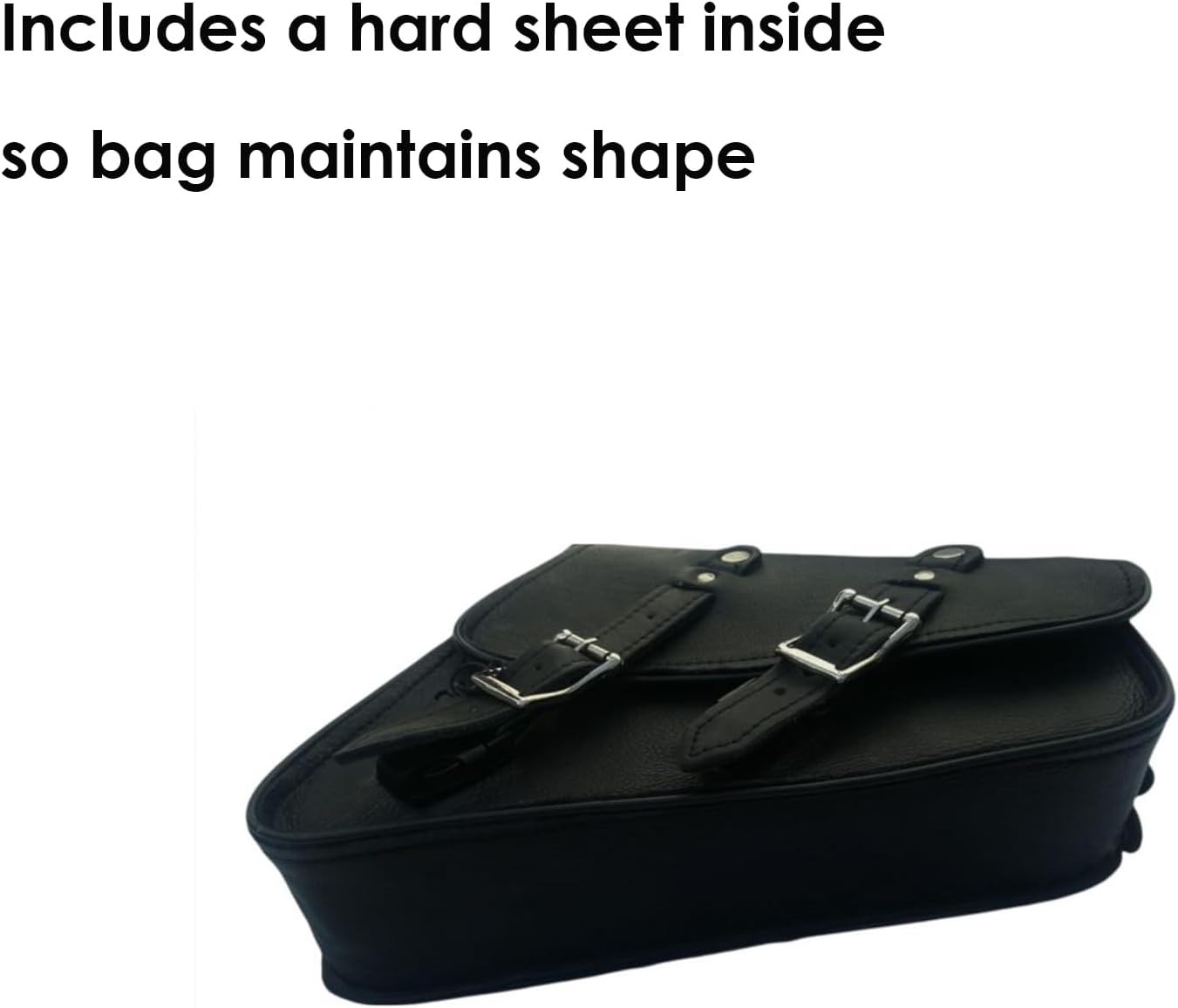 GARGOYLE BELLS Premium Naked Leather Swing Arm Bag For Motorcycle Left Side Solo Bags Saddle Bags For Softails Choppers (Style-2, Black)