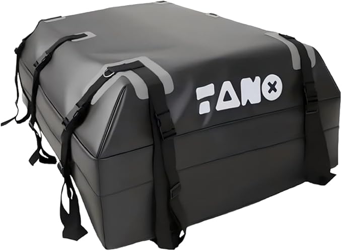 TANX Car Roof Bag - 21 Cubic Feet Rooftop Cargo Carrier, 100% Waterproof for All Cars with/Without Roof Rack, Includes Anti-Slip Mat, 12 Reinforced Straps, 6 Door Hooks, Luggage Lock & Storage Bag