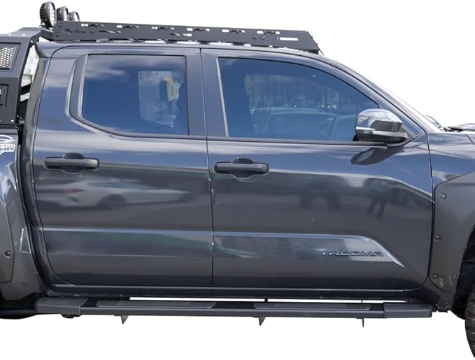 VANGUARD 6 Inches Running Boards Compatible with 2024-2025 Toyota Tacoma | Double Cab | Black Powder Coat | Q235 Structural Steel CB3 Running Boards