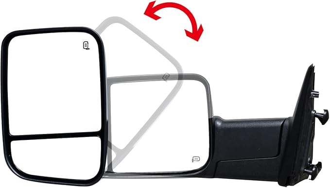 Pair Towing Mirrors fit 09-16 for Dodge Ram 1500 2500 3500 with Turn Signal Light Power Heated Black Housing Set Left+Right