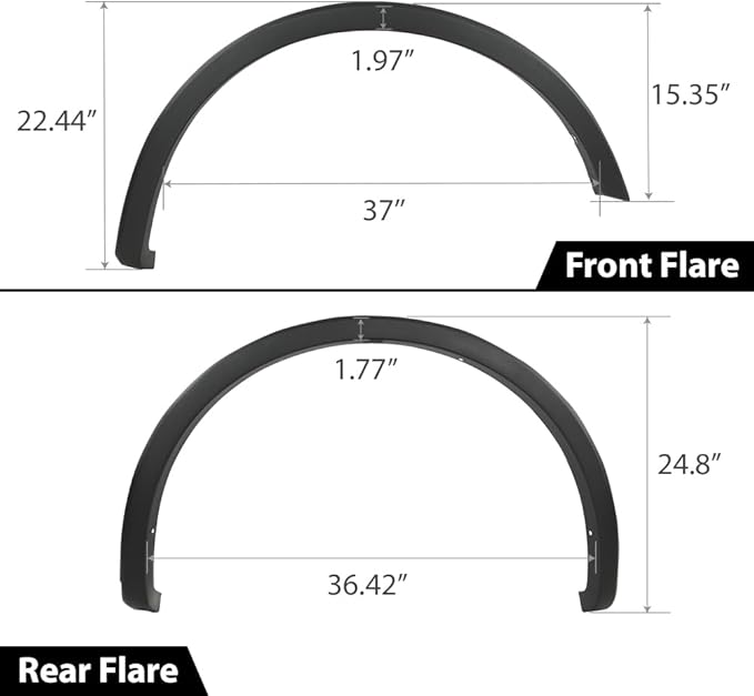 CHEDA Fender Flares Black Textured Factory Style Compatible with Ford F150 2015-2017 Styleside
