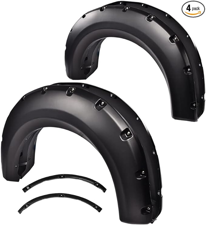 PIT66 Fender Flares Compatible with 2009-2014 Ford F150 Styleside with 67.0"/78.8"/97.4"Bed Length Only(NOT For Platinum and Raptor models), Wheel Flares Paintable Riveted Smooth Matte Pocket Style