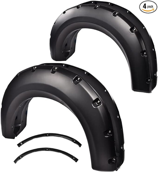 PIT66 Fender Flares Compatible with 2009-2014 Ford F150 Styleside with 67.0"/78.8"/97.4"Bed Length Only(NOT For Platinum and Raptor models), Wheel Flares Paintable Riveted Smooth Matte Pocket Style