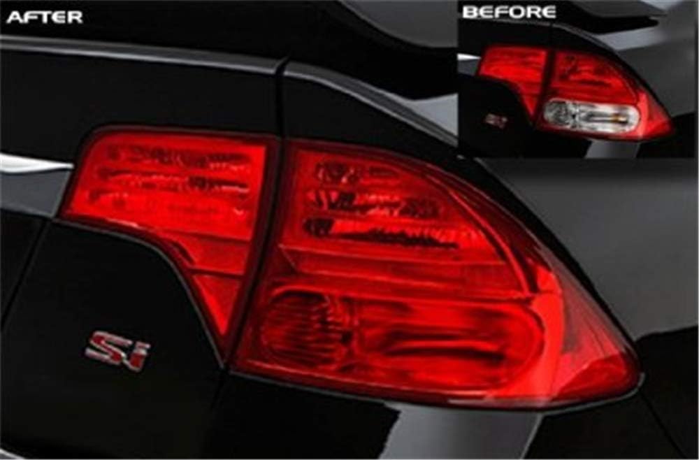 12 by 48 Inches Self Adhesive Headlight, Tail Lights, Fog Lights Tint Vinyl Film with Knife and Hand Tool (Red)