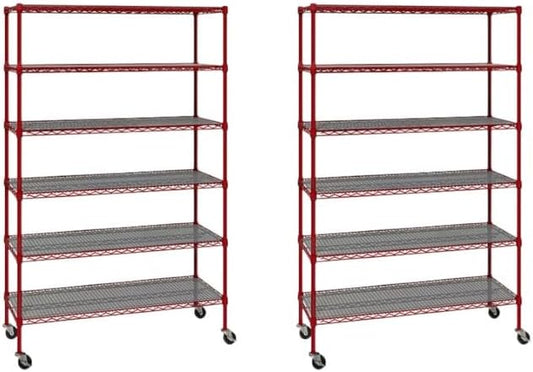 Generic Organize in Style with The Members Mark 6-Tier NSF Heavy Duty Wire Shelving, 47.75"" W x 18"" D x 75.5"" H (Red, 2 PACK)
