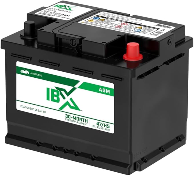 Interstate Batteries IBX Automotive Battery 12V 60Ah (Group Size H5, 47) 650CCA SLI AGM Auto Replacement Battery for Cars, SUVs, Sedans, Trucks (IBX-47/H5-AGM)