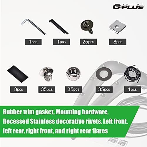 G-PLUS Fender Flares Compatible with Dodge Ram 1500 2009-2018 Fleetside Models/Fit Dodge Ram 1500 Classic 2019-2022(Not fit R/T & Rebel Models) Rugged Textured Black Pocket Riveted Style Wheel Flares