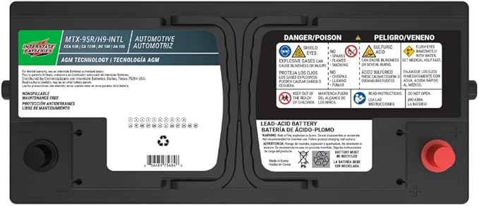 Interstate Batteries Automotive Battery 12V 100Ah (Group Size H9, 95R) 950CCA SLI AGM Automobile Replacement Battery for Cars, SUVs, Sedans, Trucks (MTX-95R/H9)