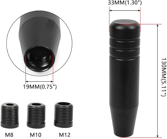 muge racing Universal 5inch Aluminum Alloy Shift Knob, Heavy Duty Car Gear Lever Stick Shifter Handle fit Most Automatic Manual Vehicle Black