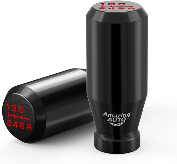 (Black) 6 Speed Weighted Manual Universal Automatic Gear Shifter Shift Knobs with 4 Adapters Fit Compatible with Manual Cars Most Automatic Cars