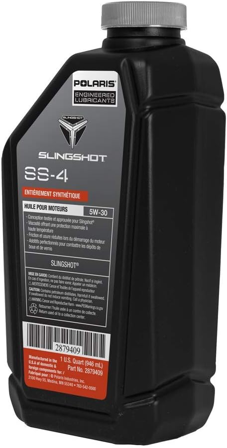 Polaris Slingshot SS-4 5W-30 Full Synthetic Engine Oil for All Models, High Temperature Viscosity Protection, Enhanced Engine Performance, Reduced Friction and Wear, 1 Quart, Qty 1-2879409