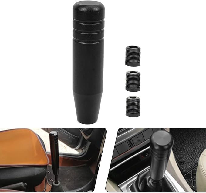 muge racing Universal 5inch Aluminum Alloy Shift Knob, Heavy Duty Car Gear Lever Stick Shifter Handle fit Most Automatic Manual Vehicle Black