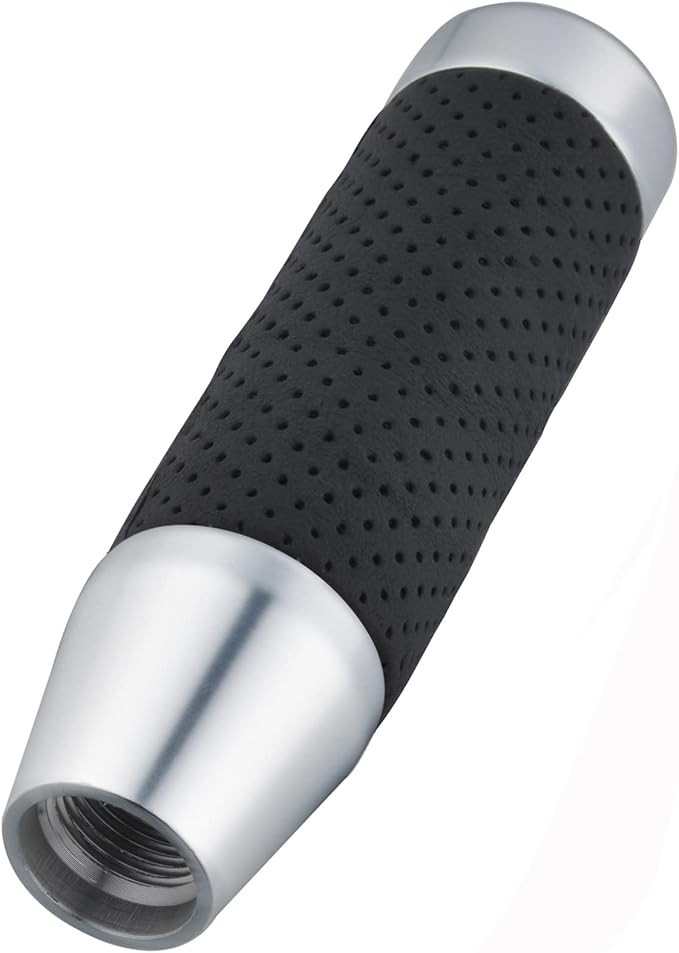 Abfer Weighted Shift Knob Short Stick Gear Shifter Adapter Leather Shift Knobs for Most Automatic Manual Vehicle Trucks,Silver