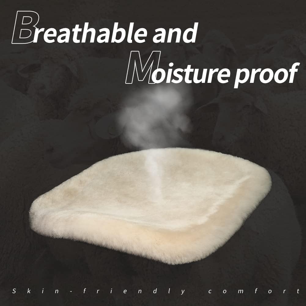 LLB Genuine Sheepskin Car Seat Cushion Seat Covers for Cars Trucks SUV Comfort Seat Protector Pad for Car Driver Seat Car Accessories for Women Office Chair Car Decor (Grey, Front Seat Cushions-2 Pcs)