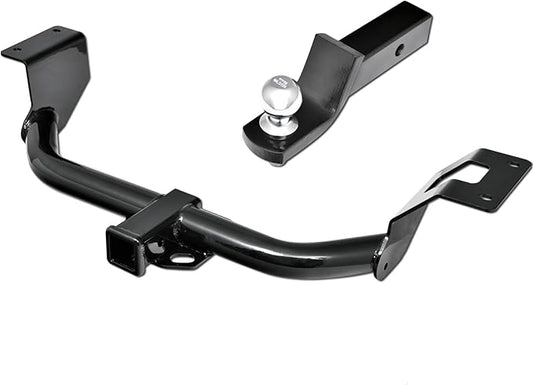 Class 3 Trailer Hitch Tow Receiver 2" Black + Ball Mount Kit Compatible With 2012-2016 Honda CR-V All Model Heavy-Duty 3500 lbs Towing Capacity Bolt-On Hitch Receiver with Chrome Trailer Ball