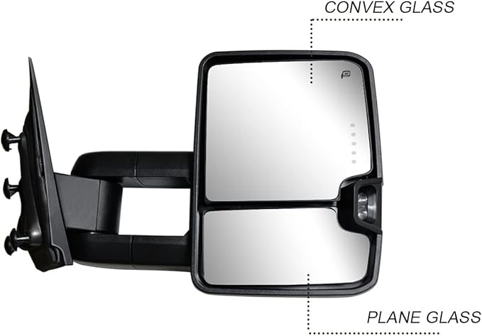 Towing Mirrors Compatible for 2014 15 16 17 2018 for Chevy Silverado GMC Sierra Rear View Mirrors Black Housing with Power Heated Turn Signal Light (Set of 2)