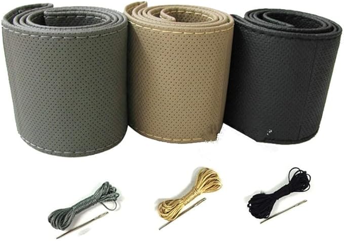 Steering Wheel Cover 38cm Fit Hand Sewn Microfiber Leather Car Steering Wheel Cover for Most Vehicles Non Slip Comfortable Driving Grip