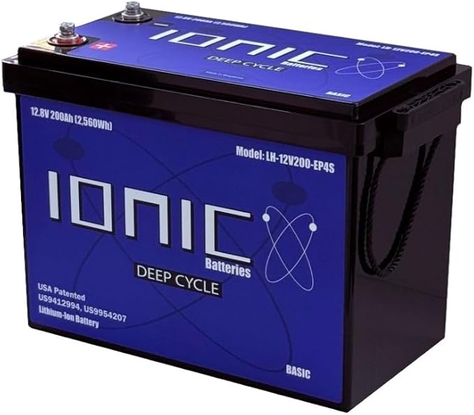 Ionic Lithium 12V 200Ah LiFePO4 Deep Cycle Battery (No Bluetooth) - Perfect for Bass Boats, Trolling Motors, Solar Energy Storage, RVs, Back-Up Power, and Off-Grid Applications