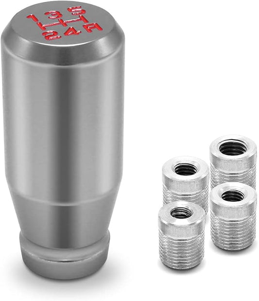 (Sliver) 5 Speed Weighted Manual Universal Automatic Gear Shifter Shift Knobs with 4 Adapters Fit Compatible with Manual Cars Most Automatic Cars