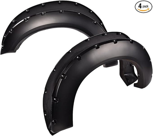 4PCS Fender Flares Fit Ford F250 F350 Super Duty 2011-2016 Styleside with 81.8" / 98.0" bed length models only Wheel Trim Accesorios Smooth Riveted Style