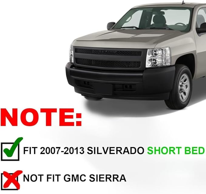 G-PLUS Fender Flares Compatible With Chevy Silverado 1500 07-13/ONLY Fit 5.8ft (69") Short Bed, Not Fit Long Bed Models) Riveted Style Paintable Smooth Matte Wheel Cover 4pcs(Not Fit GMC Sierra)