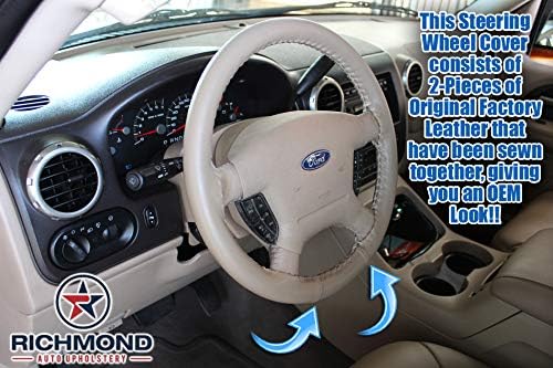 Richmond Auto Upholstery - Genuine Leather Steering Wheel Cover, Compatible with 2003-2006 Ford Expedition Eddie Bauer XLT & Limited, Tan