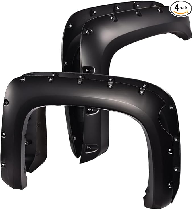 G-PLUS Fender Flares Compatible With Chevy Silverado 1500 07-13/ONLY Fit 5.8ft (69") Short Bed, Not Fit Long Bed Models) Riveted Style Paintable Smooth Matte Wheel Cover 4pcs(Not Fit GMC Sierra)