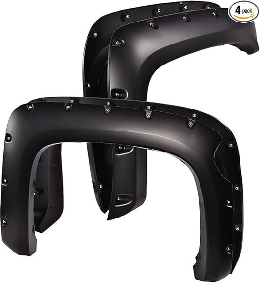 G-PLUS Fender Flares Compatible With Chevy Silverado 1500 07-13/ONLY Fit 5.8ft (69") Short Bed, Not Fit Long Bed Models) Riveted Style Paintable Smooth Matte Wheel Cover 4pcs(Not Fit GMC Sierra)