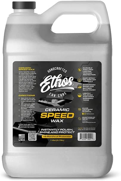 Ethos Ceramic Speed Wax - Hydrophobic Car Coating Spray - Top Coat Polish with Reactive SiO2 Copolymers for Ultimate Paint Protection
