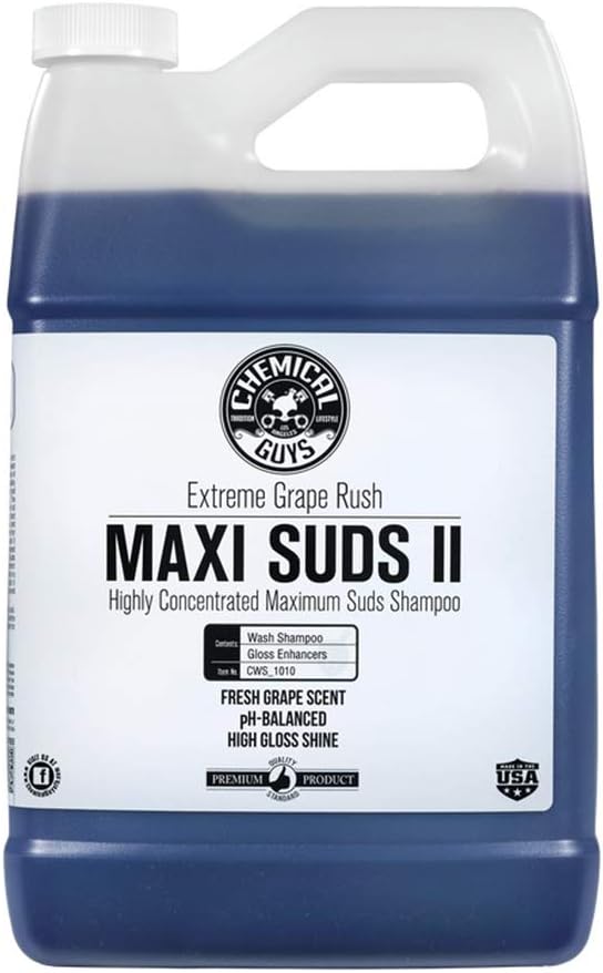 Chemical Guys CWS_1010 Maxi-Suds II Foaming Car Wash Soap (Works with Foam Cannons, Foam Guns or Bucket Washes) Safe for Cars, Trucks, Motorcycles, RVs & More, 128 fl. Oz (1 Gallon), Grape Scent