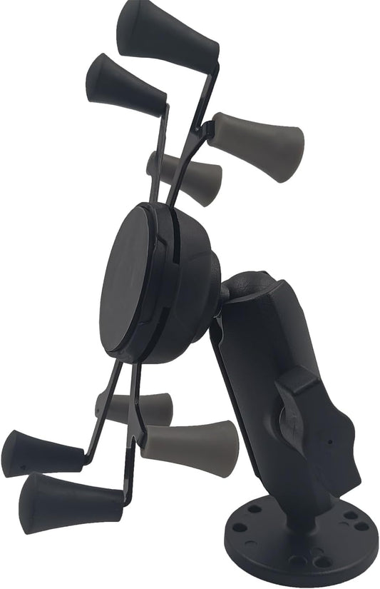 Strg Phone Mount with Drill-Down Round Base with Medium B Size 1" Ball Double Socket Arm, Phone Holder Compatible with All Phones Car Motorcycle Bike and More Phone Mount