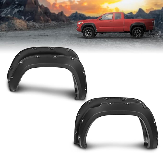 DOTCOM Fender Flares, Compatible with 2016-2022 Toyota Tacoma,Wheel Arch Cover Trim, Paintable Matte Pocket Smooth Riveted Style 4PCS