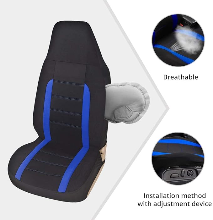 AUTOYOUTH Auto Car Front Seat Covers Bucket Seat Cover Airbag Compatible Auto Parts Motor Trend Car Accessories Universal Fit for Sedan Truck - Blue