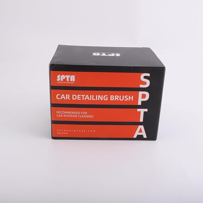 SPTA Ultra Soft Detailing Brush, Car Detail Brush, Orange Handle XL Synthetic Brush - Ultra Soft Bristles, Comes with Storage Rack, Covers Large Area Inside or Outside Vehicles